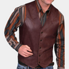 Männer lederweste im klassischen western-stil – echtes leder waistcoat für lockere anlässe