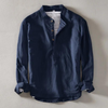 Leichtes herren-leinenshirt mit langen ärmeln für lässige outfits - vielseitiges design mit stehkragen