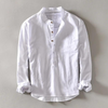 Leichtes herren-leinenshirt mit langen ärmeln für lässige outfits - vielseitiges design mit stehkragen