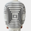 Männers geometrischer strickpullover - lässiger langarm-sweater für entspannte anlässe