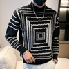 Männers geometrischer strickpullover - lässiger langarm-sweater für entspannte anlässe