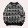Männer strickpullover - warmer geometrisch gemusterter sweater für legere anlässe
