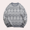Männer strickpullover - warmer geometrisch gemusterter sweater für legere anlässe