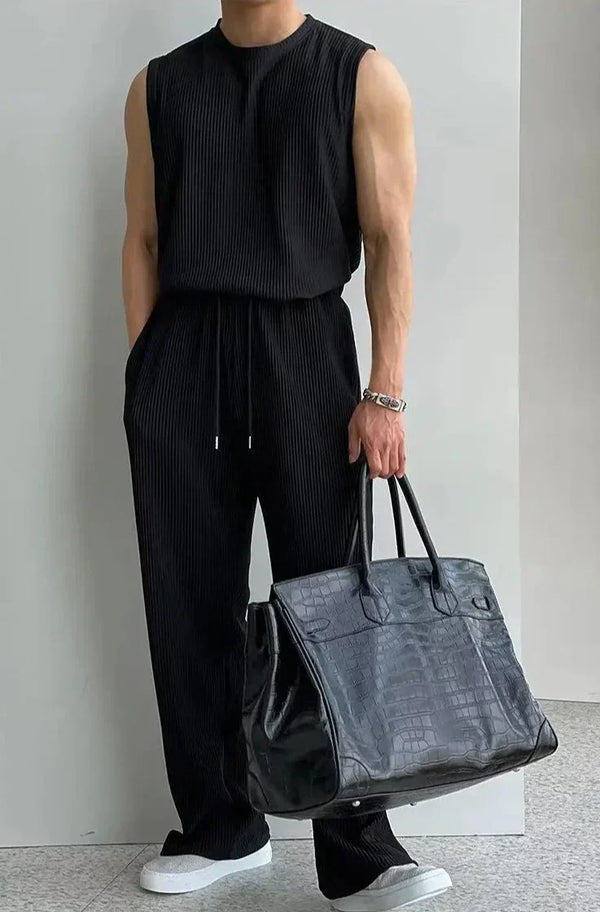 Männer ärmelloser stricktop & hosenkombination - moderne freizeitmode für den alltag
