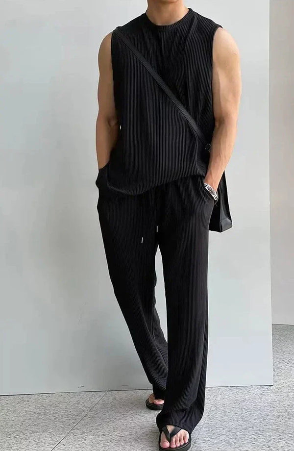 Männer ärmelloser stricktop & hosenkombination - moderne freizeitmode für den alltag