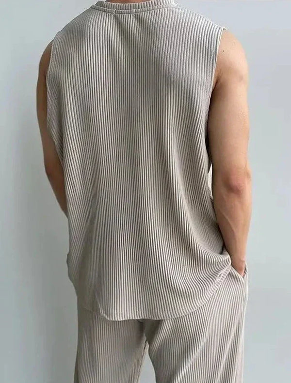 Männer ärmelloser stricktop & hosenkombination - moderne freizeitmode für den alltag