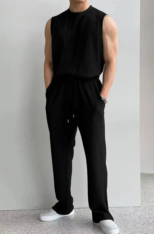 Männer ärmelloser stricktop & hosenkombination - moderne freizeitmode für den alltag