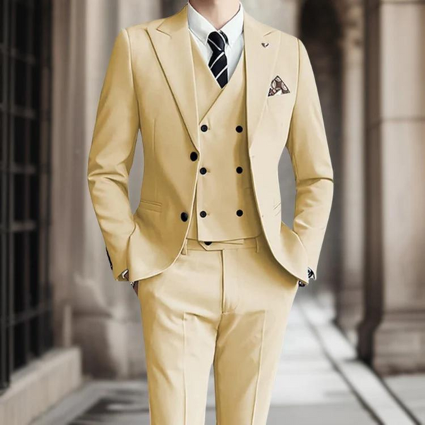 Herren 3-teiliger blazeranzug aus hochwertigem stoff - elegante, massgeschneiderte kleidung für hochzeiten und das büro