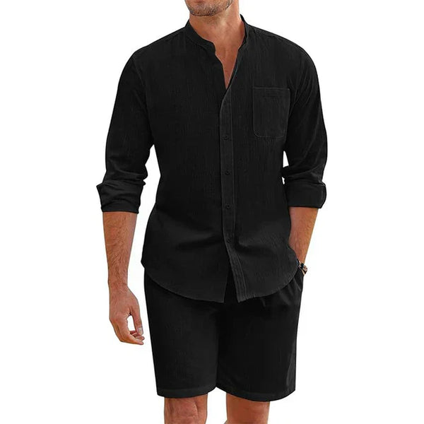 2-teiliger männer freizeithemden und shorts outfit - luftige sommermode für entspannte ausflüge