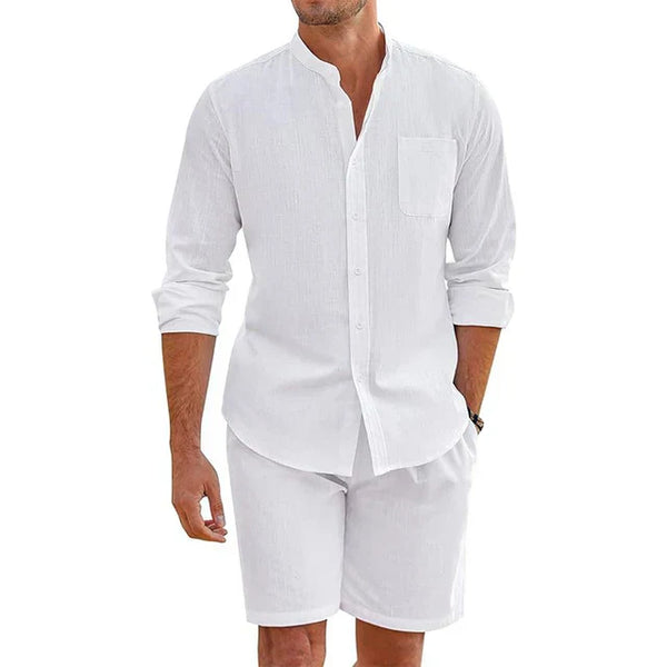 2-teiliger männer freizeithemden und shorts outfit - luftige sommermode für entspannte ausflüge