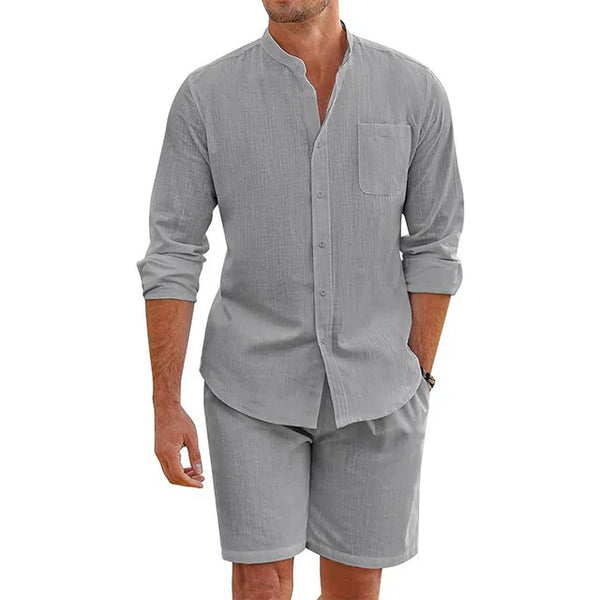 2-teiliger männer freizeithemden und shorts outfit - luftige sommermode für entspannte ausflüge