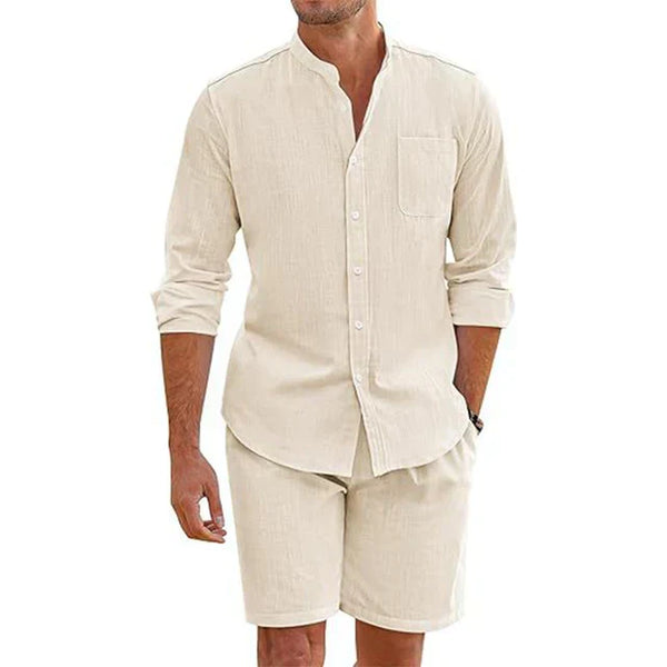 2-teiliger männer freizeithemden und shorts outfit - luftige sommermode für entspannte ausflüge