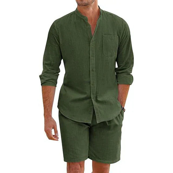 2-teiliger männer freizeithemden und shorts outfit - luftige sommermode für entspannte ausflüge
