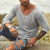 Männer langarmshirt mit lässigem schnitt für den strand – leichtes strick-tee für den alltag