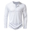 Männers langarm henley shirt - lockeres button-up oberteil