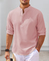 Herren langarm casual hemd - zeitgenössischer pink stil für den alltag - vielseitig und angenehm