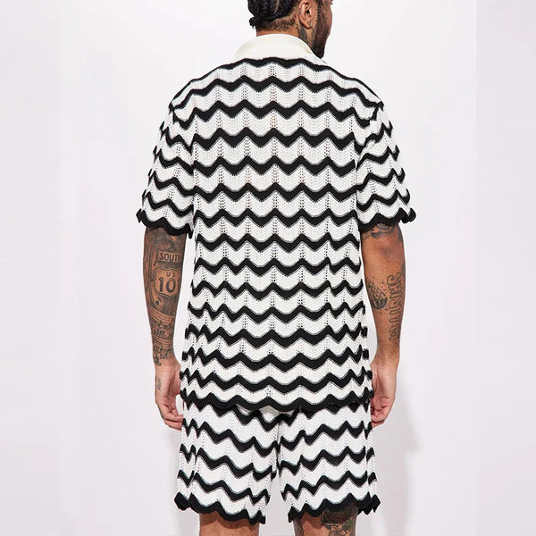 2-teiliges männer sommer strick-outfit - trendiges polo und shorts für lässige anlässe
