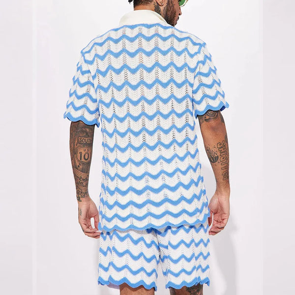 2-teiliges männer sommer strick-outfit - trendiges polo und shorts für lässige anlässe
