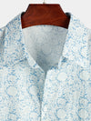 Männershirt mit floralem druck in blau – luftig-leicht aus baumwollmischung für lässige anlässe