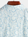 Männershirt mit floralem druck in blau – luftig-leicht aus baumwollmischung für lässige anlässe