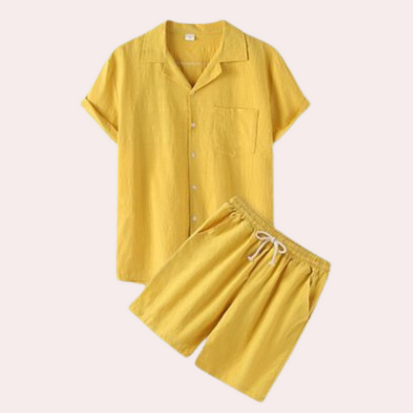 2-teiliger männer short pyjama – leichte baumwollschlafwäsche für zuhaus