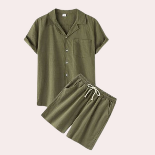 2-teiliger männer short pyjama – leichte baumwollschlafwäsche für zuhaus