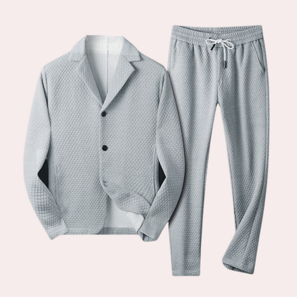 2-teilige herren loungewear kombination mit blazer und hose - lässige entspannungsoutfit