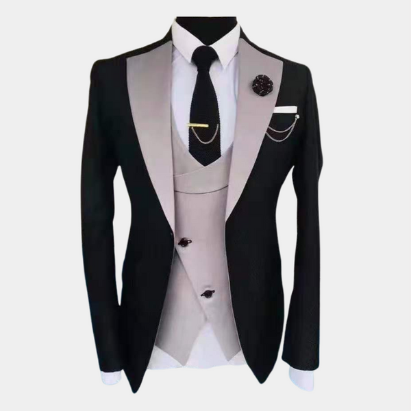 Männers 3-teiliger anzug - stilvolles abendensemble mit smokingjacke, weste und accessoires