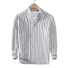 Herrenpullover mit halbzip - klassisches kabelmuster in beige für freizeit und büro