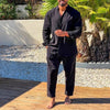 2-teiliger herren freizeit-hemd und hose - leichtes langarm-outfit für den alltag