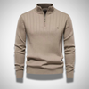 Männers ribben-strickpulli mit zip-kragen - lässige mode aus hochwertigem baumwollmix