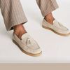 Männer mokassins elegante wildleder slipper beige casual wear - stilvolle quasten slip-on schuhe