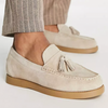Männer mokassins elegante wildleder slipper beige casual wear - stilvolle quasten slip-on schuhe