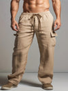 Männer cargo-hosen im lässigen leinen-stil - vielseitige hosen mit taschen für entspannte freizeitlooks