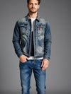 Männers denimjacke klassisch regulär geschnitten blau - lässige vielseitige alltagsmode