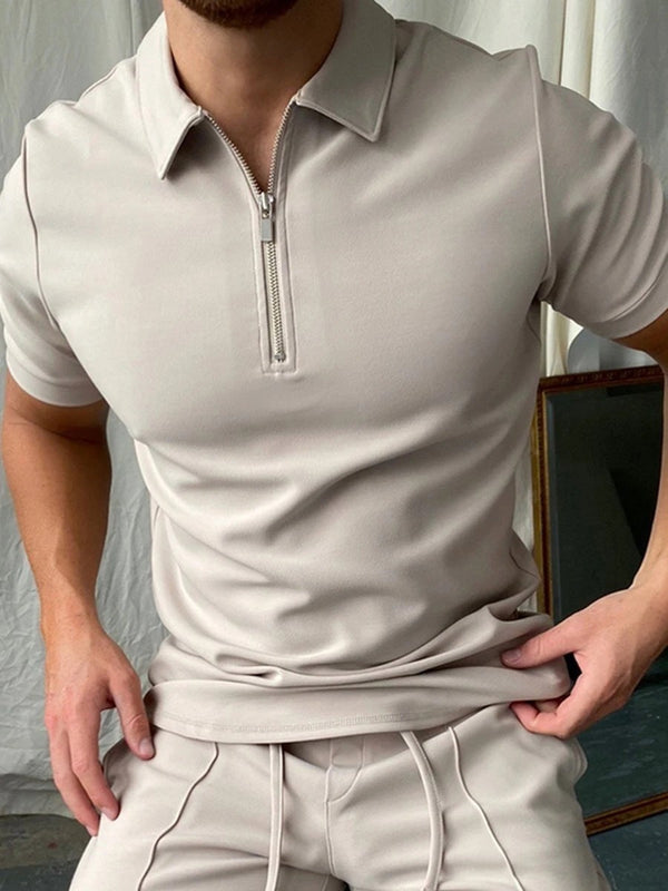 Männer polo shirt deluxe slim fit mit halb-reissverschluss – modischer kurzarm-style für den alltag