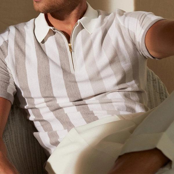 Männer polo shirt deluxe slim fit mit halb-reissverschluss – modischer kurzarm-style für den alltag