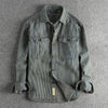 Männershirt aus denim - vintage gestreiftes design für lässige anlässe, strapazierfähiger stoff