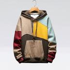 Männer Hoodie Farbblock - Moderner Grau Gelb Freizeitstyle