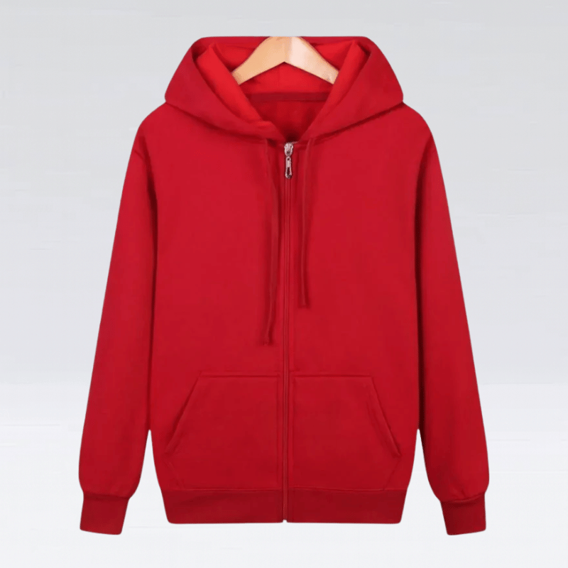 Männer Zip-Hoodie – Rot & Perfekt für jede Jahreszeit