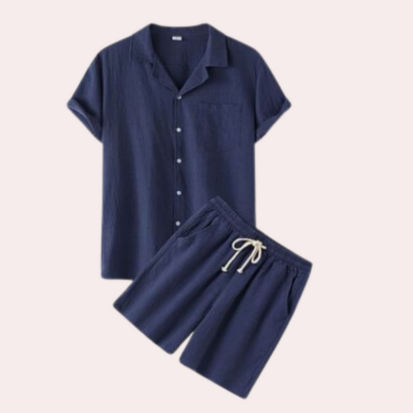 2-teiliger männer short pyjama – leichte baumwollschlafwäsche für zuhaus
