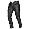 Herrliche schwarze leder cargo-hose – stylischer und robuster begleiter für freizeit und motorrad fahren