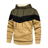 Männers kapuzensweatshirt mit warmem fleece und patchwork-design - lässige kleidung für den alltag