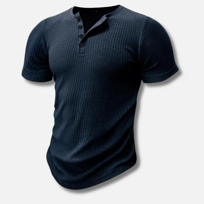 Muscle fit henley t-shirt - ripp-shirt mit kurzen ärmeln für männer
