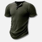 Muscle fit henley t-shirt - ripp-shirt mit kurzen ärmeln für männer