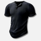 Muscle fit henley t-shirt - ripp-shirt mit kurzen ärmeln für männer