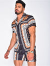 2-teiliges herren shorts und kurzarmhemd ensemble - stylisches freizeit-outfit für den sommer - für entspannte anlässe