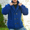 Männers knopfleiste strickjacke in blau - grobstrick pullover