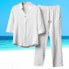 2-teiliges herren sommerjacken leichtgewichtiges weisses strand-outfit - lässiges kurzarmhemd und hose
