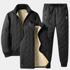 Männer 3-teilige gepolsterte jacke und hose – stilvolles schwarzes casual-outfit